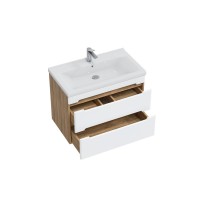 Тумба с раковиной SanStar Diva 70 подвесная, матовая белая, дуб вотан, раковина Миранда 70