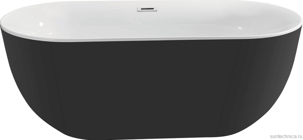 Акриловая ванна AQUATEK Афина AQ-144778BL 170x80 см, отдельностоящая, глянцевая черная, овальная, на ножках, со сливом-переливом