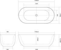 Акриловая ванна AQUATEK Афина AQ-144778BL 170x80 см, отдельностоящая, глянцевая черная, овальная, на ножках, со сливом-переливом