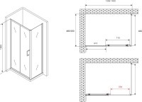 Душевой уголок Abber Schwarzer Diamant AG301405-S505 140x50, профиль хром, стекло прозрачное