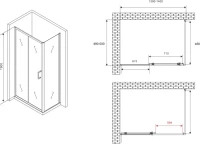 Душевой уголок Abber Schwarzer Diamant AG301405-S505 140x50, профиль хром, стекло прозрачное