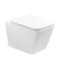 Унитаз подвесной Abber Rechteck AC1201T безободковый, с микролифтом, белый