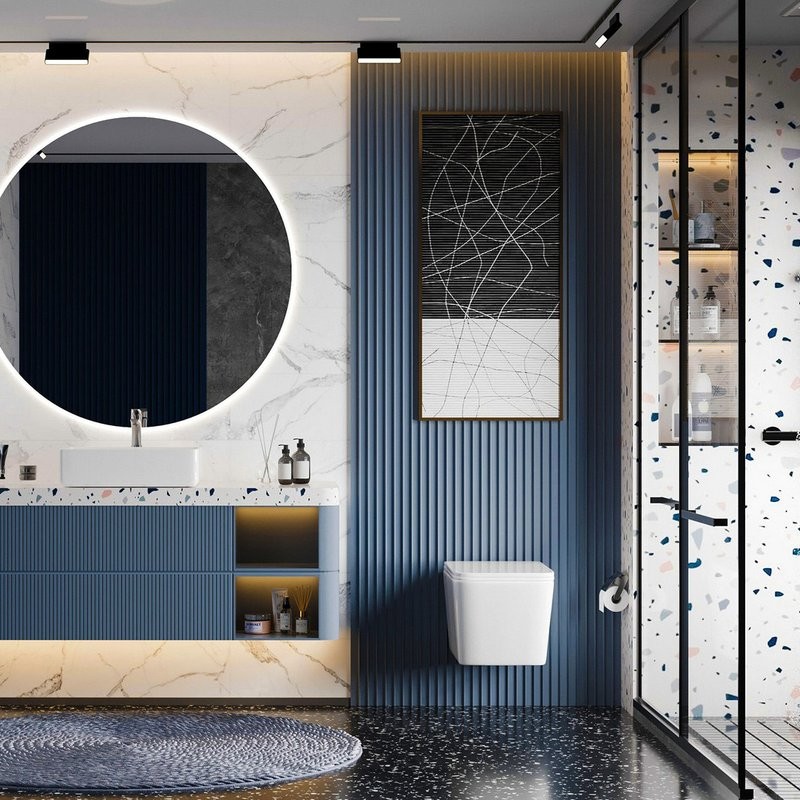 Унитаз подвесной Abber Rechteck AC1201T безободковый, с микролифтом, белый