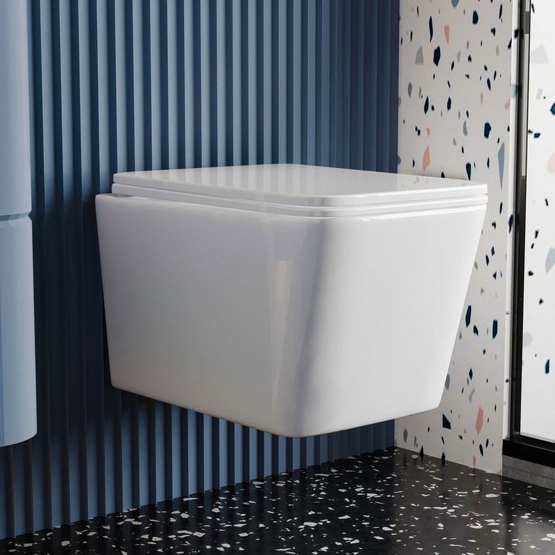 Унитаз подвесной Abber Rechteck AC1201T безободковый, с микролифтом, белый