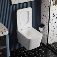 Унитаз подвесной Abber Rechteck AC1201T безободковый, с микролифтом, белый