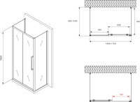 Душевой уголок Abber Schwarzer Diamant AG30170BMH-S100BM-S100BM 170x100, профиль черный, стекло матовое