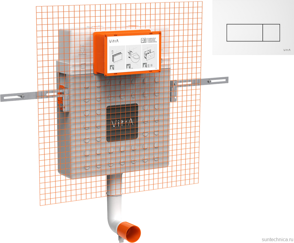 Смывной бачок скрытого монтажа VitrA V12 762-1740-01 + Кнопка смыва VitrA Root Square 740-2300 белая глянцевая