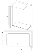 Душевая перегородка RGW Walk In WA-010-B 70x200, стекло прозрачное