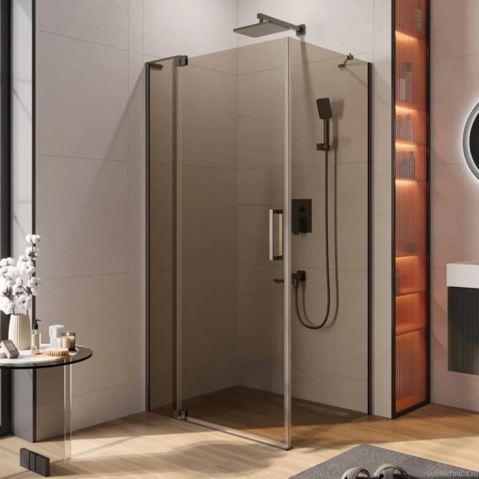 Душевой уголок Cezares Slider AH 1 80-100/110 BR GM профиль оружейная сталь, стекло бронза