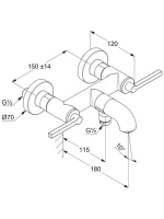 Смеситель для ванны с душем Kludi Nova Fonte Puristic 20540N215 оружейная сталь PVD
