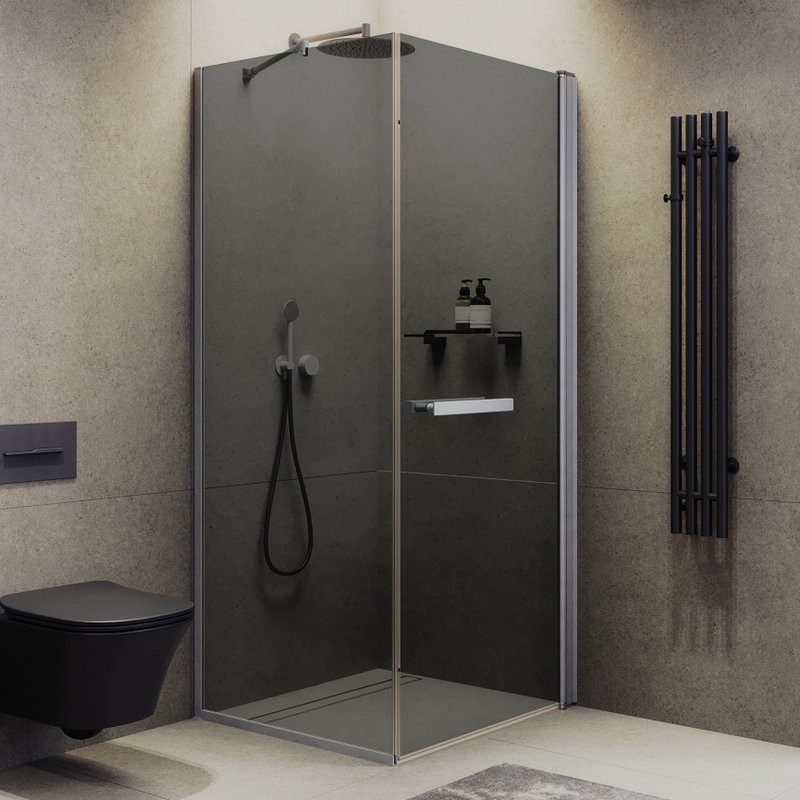 Душевой уголок Maybahglass MGY-1348-5 100х100 см, профиль матовый хром, стекло графит