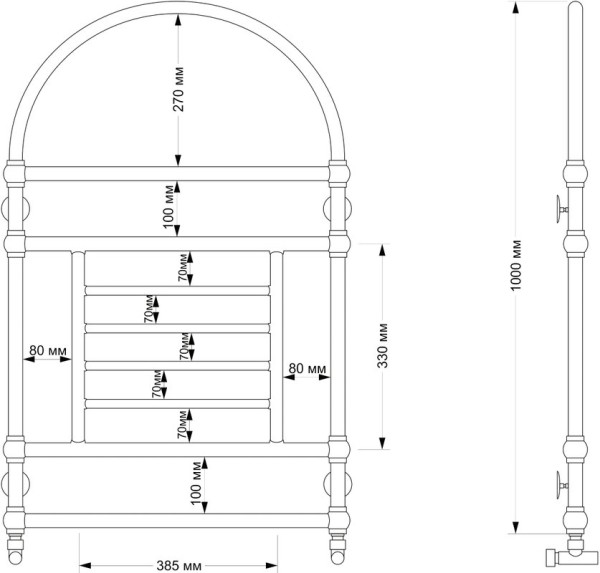Полотенцесушитель водяной Secado Рим 4603777477226 105x65 см, бронза, лесенка, латунь