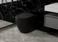 Унитаз приставной напольный Abber Bequem AC1111TMB безободковый, с микролифтом, матовый черный