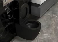 Унитаз приставной напольный Abber Bequem AC1111TMB безободковый, с микролифтом, матовый черный