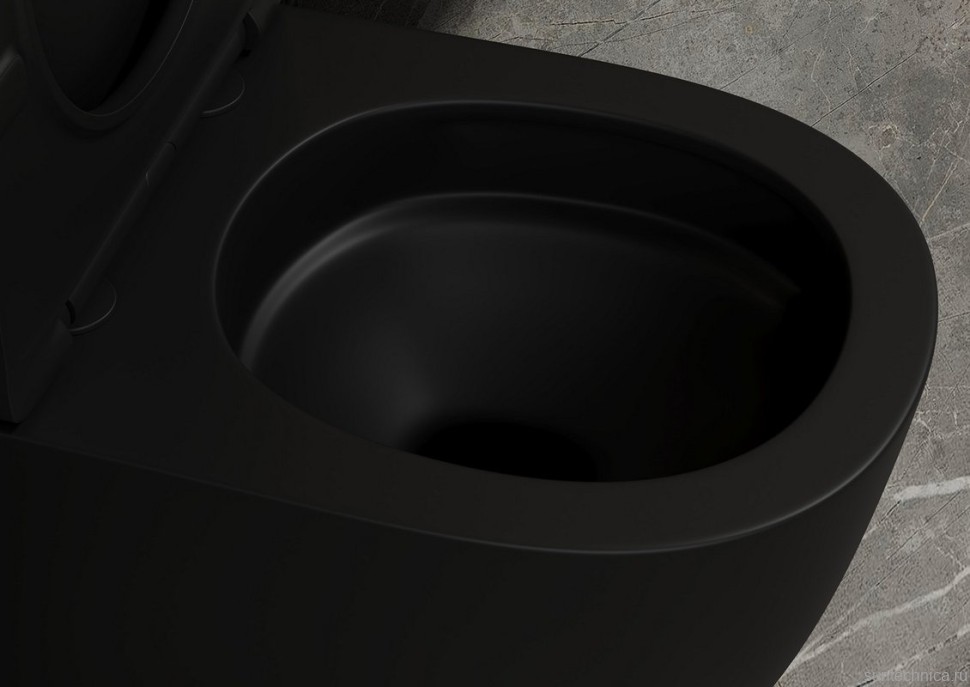 Унитаз приставной напольный Abber Bequem AC1111TMB безободковый, с микролифтом, матовый черный