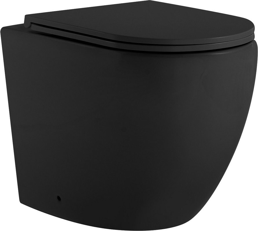 Унитаз приставной напольный Abber Bequem AC1111TMB безободковый, с микролифтом, матовый черный