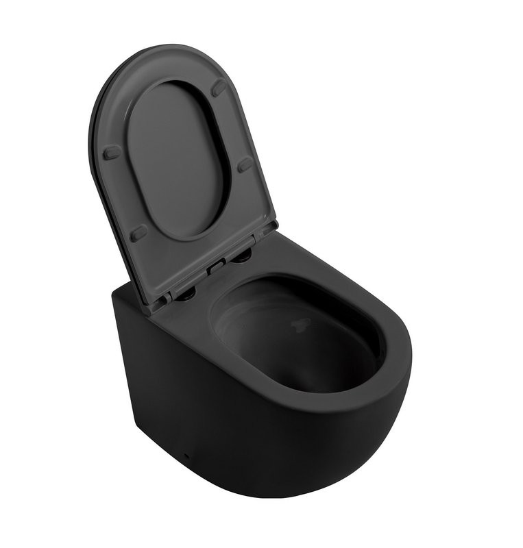 Унитаз приставной напольный Abber Bequem AC1111TMB безободковый, с микролифтом, матовый черный