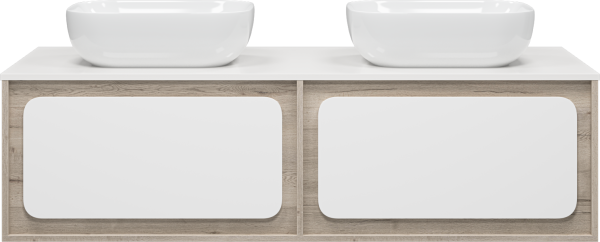 Тумба под раковину Misty Дубль 150 дуб калифакс белый, белая