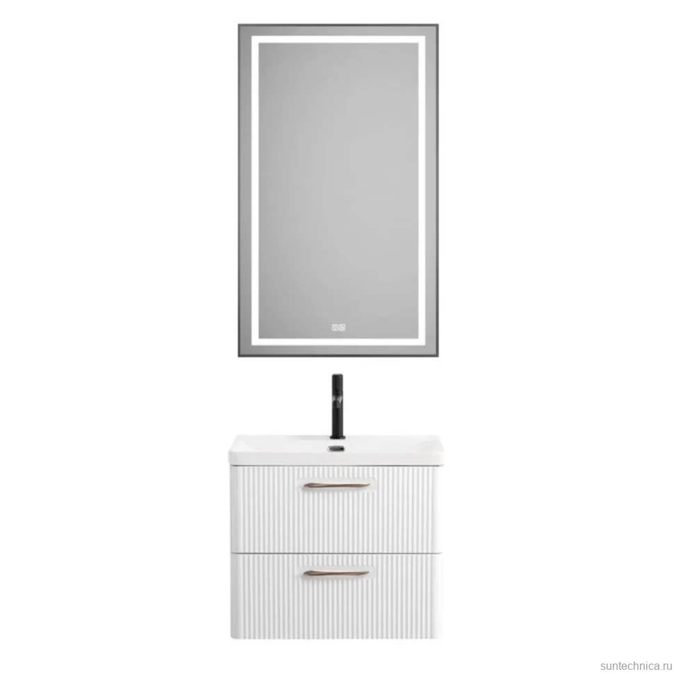 Тумба с раковиной BelBagno Due 60 белый металлик