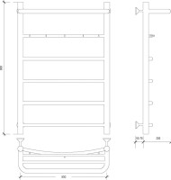 Полотенцесушитель водяной Secado Милан 1 КСП 85x55 см, глянцевый хром, лесенка, с полкой