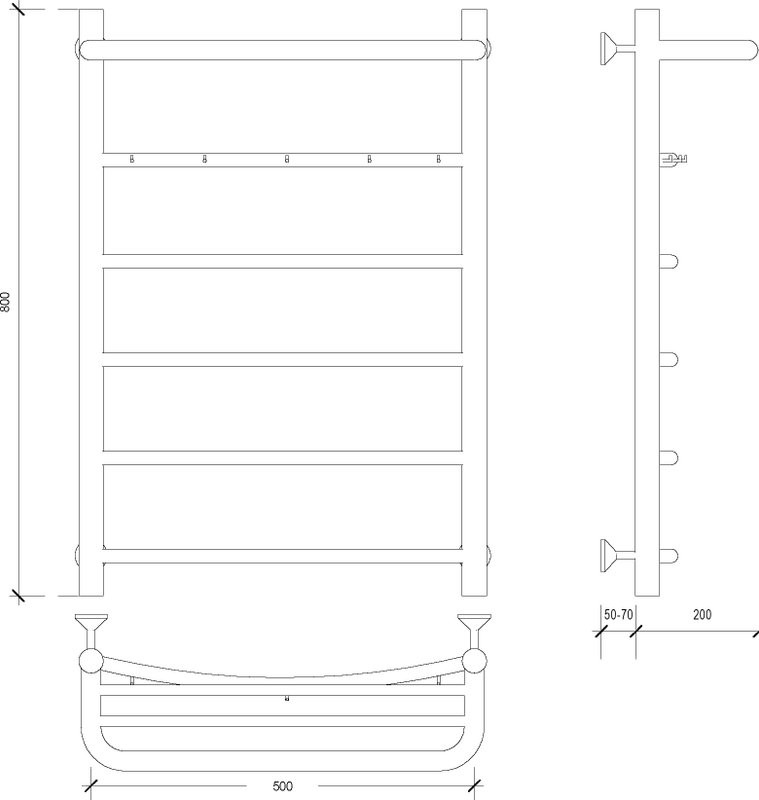Полотенцесушитель водяной Secado Милан 1 КСП 85x55 см, глянцевый хром, лесенка, с полкой