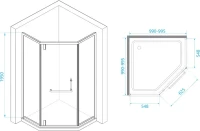Душевой уголок RGW Hotel HO-084-W 100x100x195 см, профиль белый, стекло прозрачное