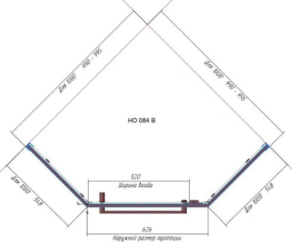 Душевой уголок RGW Hotel HO-084-W 100x100x195 см, профиль белый, стекло прозрачное