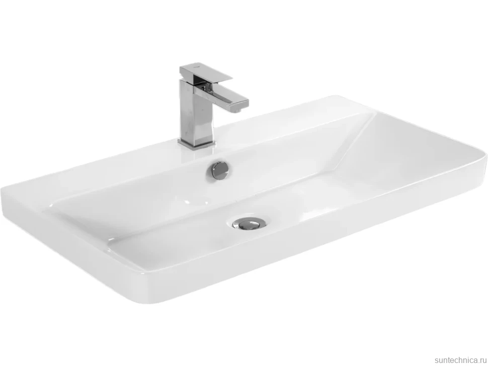 Тумба с раковиной Aquanet Эмбер 80 черная матовая