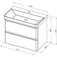 Тумба с раковиной Aquanet Эмбер 80 черная матовая Тумба с раковиной Aquanet Эмбер 80 черная матовая