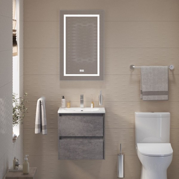 Мебель для ванной комнаты BelBagno Kraft 39 50 cemento grigio, раковина BB-8099-3-50