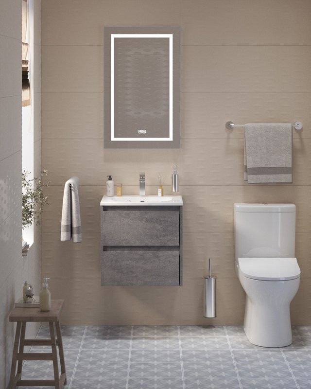 Мебель для ванной комнаты BelBagno Kraft 39 50 cemento grigio, раковина BB-8099-3-50