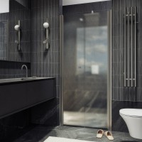Душевая дверь в нишу Maybahglass MGD-445-5 99 см, профиль матовый хром, стекло сатин