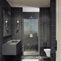 Душевая дверь в нишу Maybahglass MGD-445-5 99 см, профиль матовый хром, стекло сатин