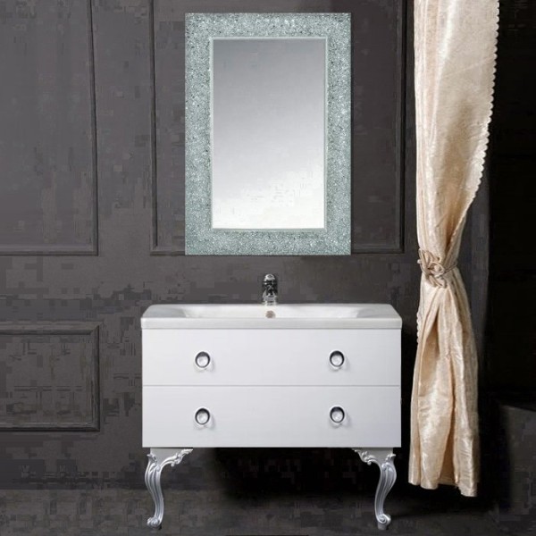 Мебель для ванной комнаты Armadi Art NeoArt 100 white с ручками Moon хром, зеркало Aura, с ножками