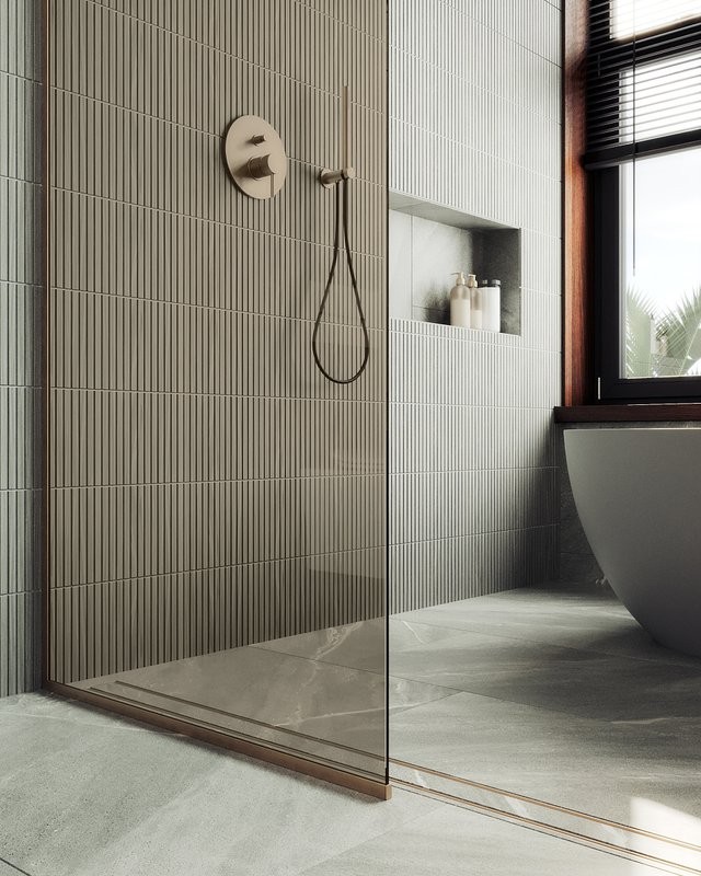 Душевая перегородка Maybahglass MGD-684-2у 119 см, профиль бронза, стекло бронза