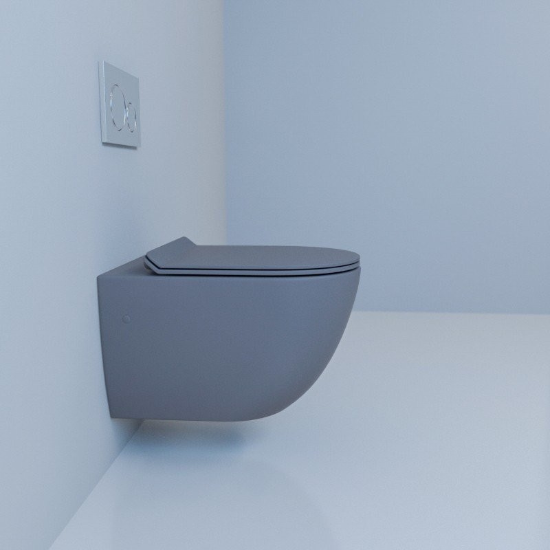 Комплект Унитаз подвесной Esbano Garcia ESUPGARCGM матовый серый + Инсталляция Fram + Кнопка ESINMTK60ST