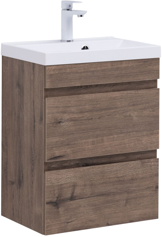 Тумба с раковиной Aquanet Нота new 50 подвесная, дуб веллингтон табак