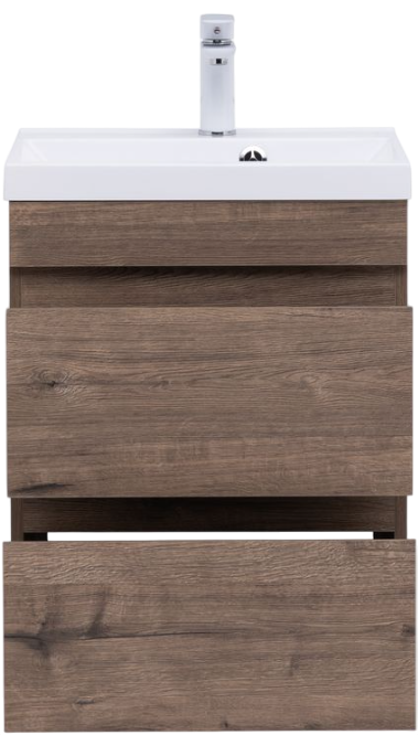 Тумба с раковиной Aquanet Нота new 50 подвесная, дуб веллингтон табак
