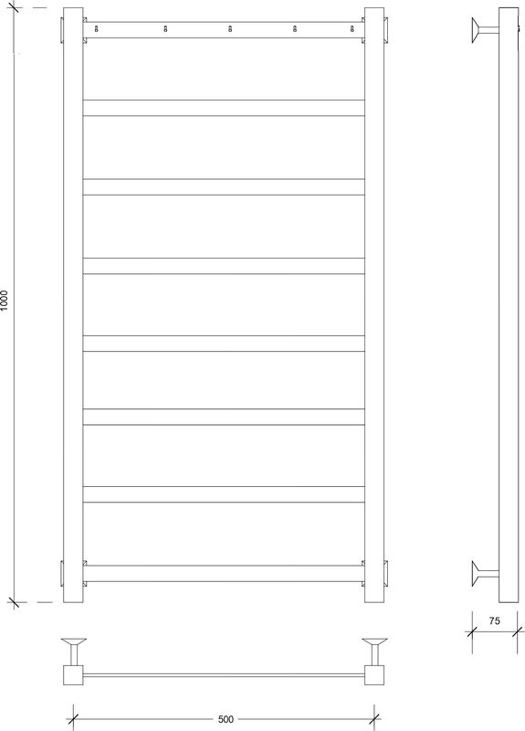 Полотенцесушитель водяной Secado Корсико 1 К 100x55 см, матовый черный, лесенка