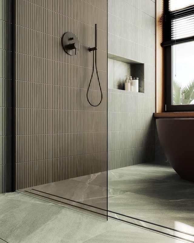 Душевая перегородка Maybahglass MGD-1353-6ш 99 см, профиль черный, стекло бронза