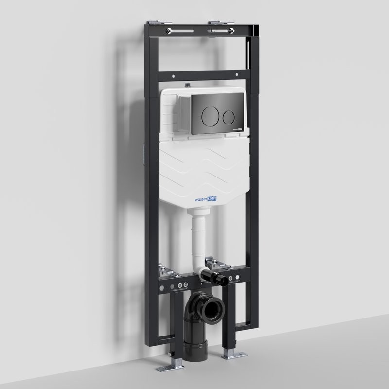 Система инсталляции для унитазов Wasserkraft Dinkel 58TLT.010.ME.PB02 с кнопкой смыва черной
