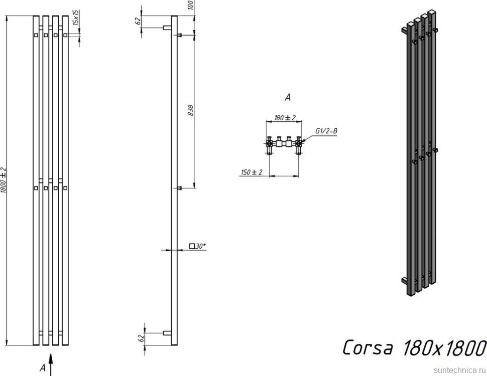 Полотенцесушитель электрический Grota Corsa 18х180