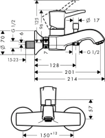 Смеситель для ванны с душем Hansgrohe Metropol Classic 31340000