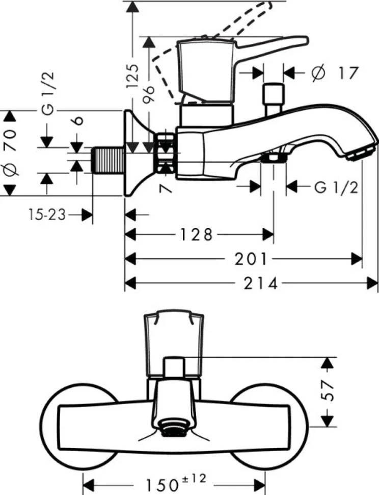 Смеситель для ванны с душем Hansgrohe Metropol Classic 31340000