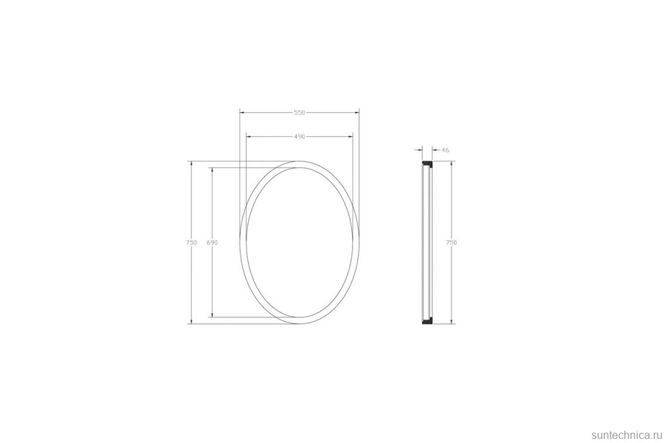 Зеркало Abber Stein AS6610R 55х75 см, с подсветкой, с bluetooth-плеером, коричневое