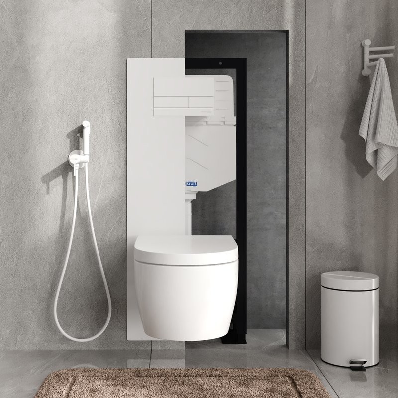 Система инсталляции для унитазов Wasserkraft Glan 66TLT.010.ME.WH.WM04 с кнопкой смыва матовой белой