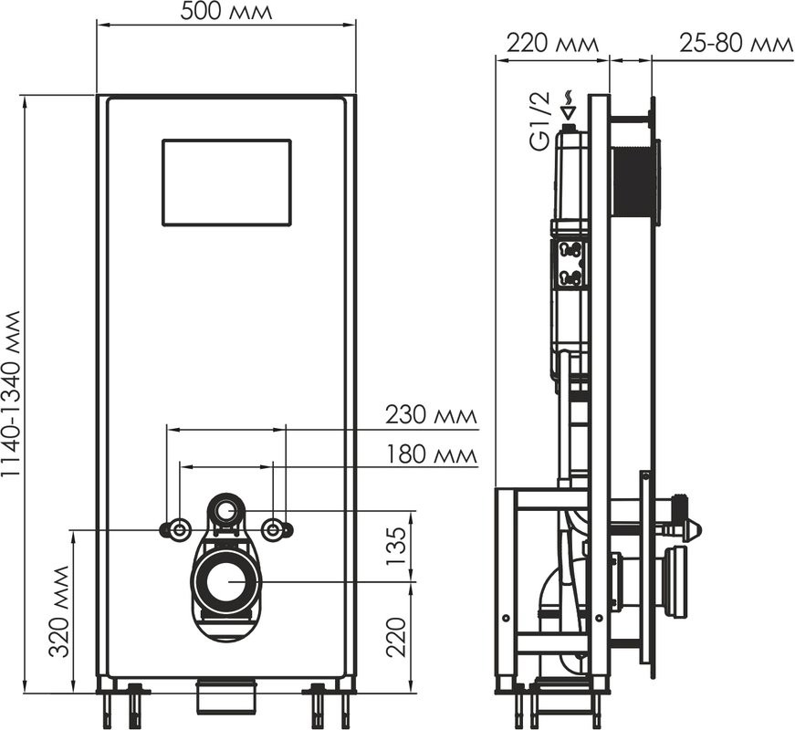 Система инсталляции для унитазов Wasserkraft Glan 66TLT.010.ME.WH.WM04 с кнопкой смыва матовой белой
