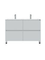 Тумба под раковину без столешницы СаНта Марс 120 напольная, с ящиками, глянцевая белая
