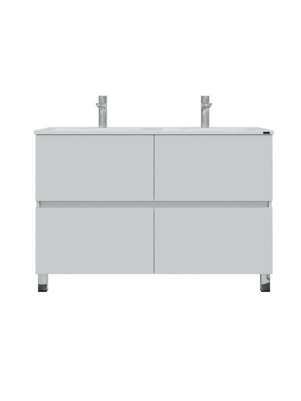 Тумба под раковину без столешницы СаНта Марс 120 напольная, с ящиками, глянцевая белая