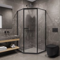 Душевой уголок Timo TTSS-100/03C-8R 100x100 см, профиль черный, стекло прозрачное